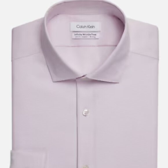 NEW (NWT) Calvin Klein Infinite Slim Fit Mini Texture Pink Dress Shirt - Picture 1 of 7